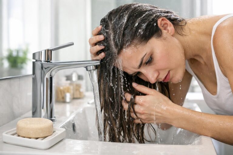 Shampoing solide qui poisse les cheveux : comment bien rincer pour éviter l&rsquo;effet gras